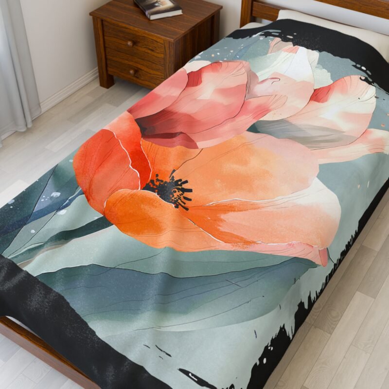 Floral Velveteen Plush Blanket | Cozy Home Decor, Flower Throw Blanket, Soft Gift for Her, Anniversary, Housewarming, Spring Decor - Image 7