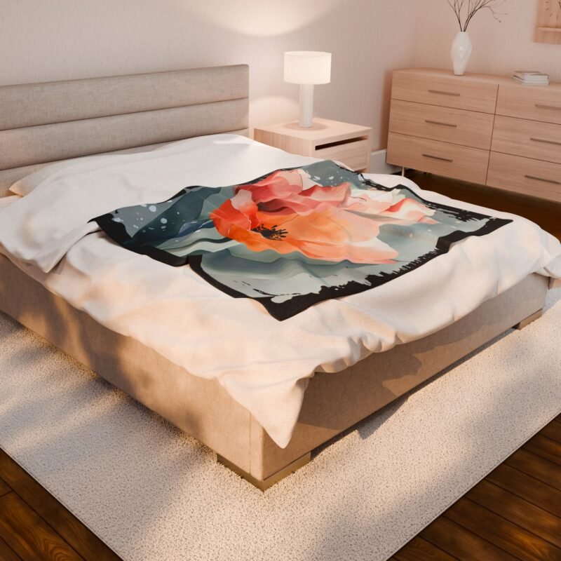 Floral Velveteen Plush Blanket | Cozy Home Decor, Flower Throw Blanket, Soft Gift for Her, Anniversary, Housewarming, Spring Decor - Image 4