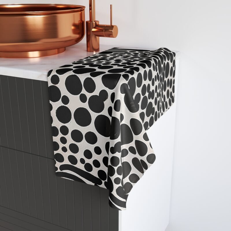 Chic Black and White Polka Dot Hand Towel, Modern Kitchen Decor, Stylish Bathroom Accessory, Gift for Homeowners, Trendy Hostess Gift - Image 5