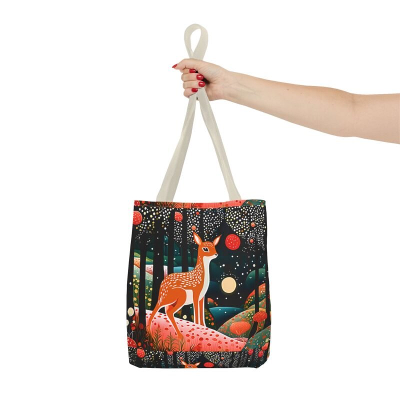 Charming Forest Deer Tote Bag | Colorful AOP Design | Eco-Friendly Shopping, Beach Use, Gift for Nature Lovers - Image 16